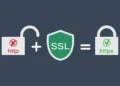 HTTP vs HTTPS diagram showing HTTP with SSL certificate creating a secure HTTPS connection