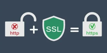 HTTP vs HTTPS diagram showing HTTP with SSL certificate creating a secure HTTPS connection