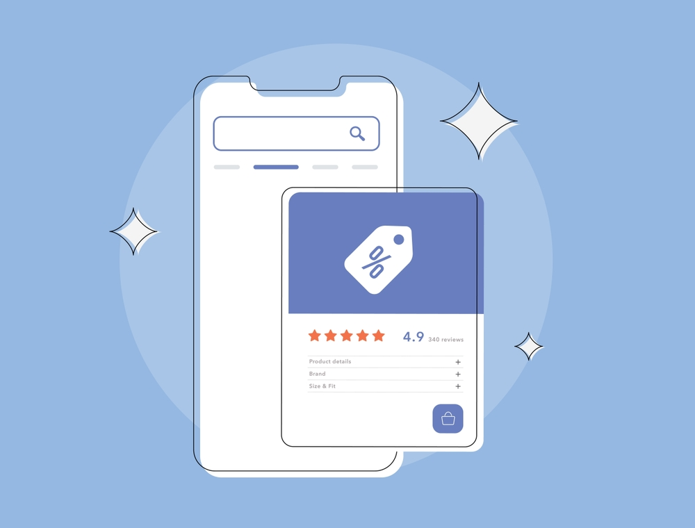 llustration of a mobile phone displaying business reviews, emphasizing the role of online business citations and directory listings in improving local SEO.