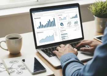 Beginner blogger working on a laptop showing blog monetization strategies like ads, affiliate marketing, and digital products in 2026