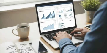 Beginner blogger working on a laptop showing blog monetization strategies like ads, affiliate marketing, and digital products in 2026