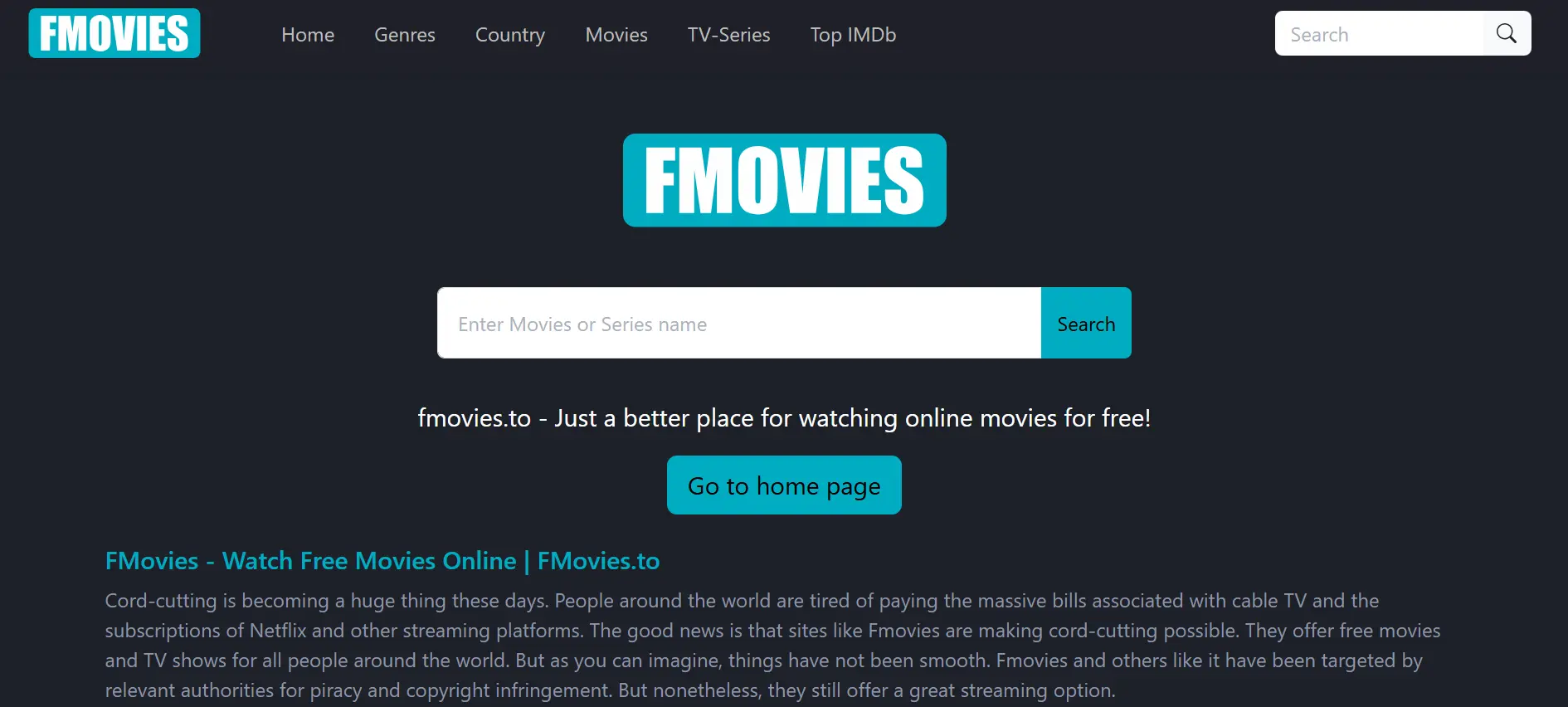 FMovies website offering free streaming of international movies with subtitles, but operating illegally in most countries, posing security and legal risks.