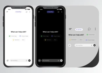 ChatGPT interface on mobile devices showing light and dark mode, illustrating how to use ChatGPT for writing clear and professional work emails faster