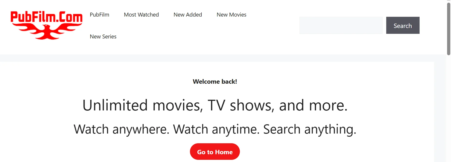 PubFilm streaming platform offering a variety of dubbed movies, including international and local films, but with a cluttered interface and potential security risks.