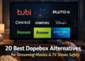 Featured image showing streaming platforms like Tubi, Pluto TV, Freevee, and Prime Video as legal and safe alternatives to Dopebox for movies and TV shows.