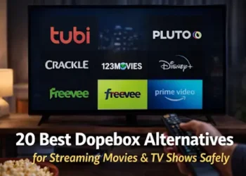 Featured image showing streaming platforms like Tubi, Pluto TV, Freevee, and Prime Video as legal and safe alternatives to Dopebox for movies and TV shows.