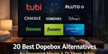 Featured image showing streaming platforms like Tubi, Pluto TV, Freevee, and Prime Video as legal and safe alternatives to Dopebox for movies and TV shows.