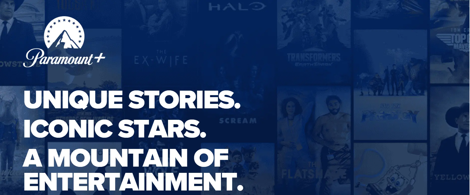 Paramount Plus streaming platform interface displaying popular movies, TV shows, and sports content including UEFA Champions League and exclusive entertainment.