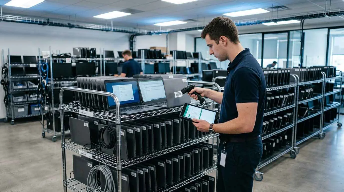IT professional checking warranty coverage across multiple business laptops