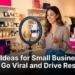 A small business owner filming a TikTok video in their shop using a smartphone on a ring light stand with products visible in the background representing authentic content creation for business growth