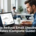 "Marketer analyzing email unsubscribe rate analytics dashboard on laptop to improve email marketing retention"