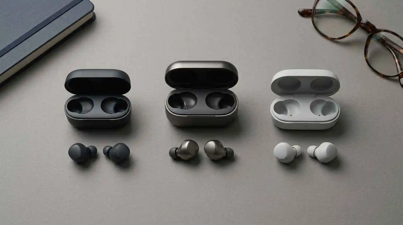 Three pairs of wireless earbuds lined up from budget to premium showing why the $200 price range is a sweet spot