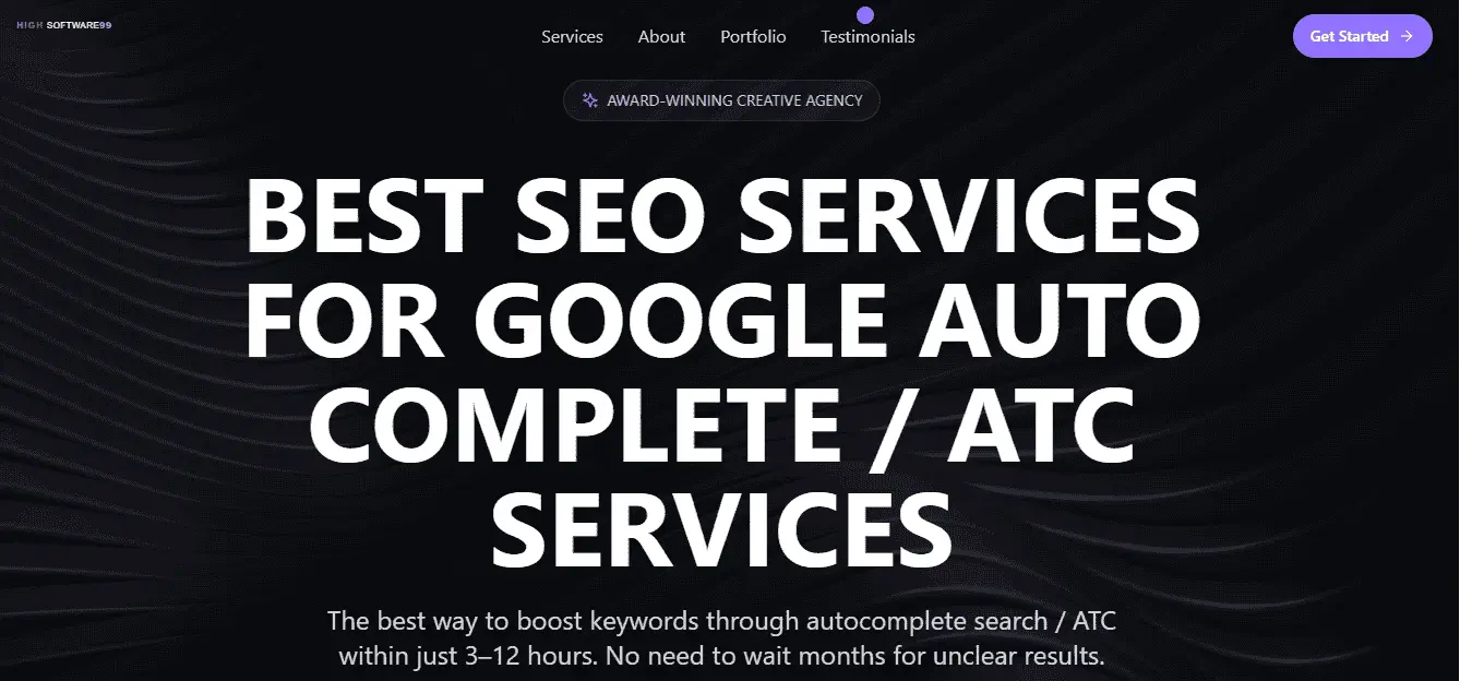 Close-up of a search bar with Google Autocomplete suggestions dropdown while typing a search phrase